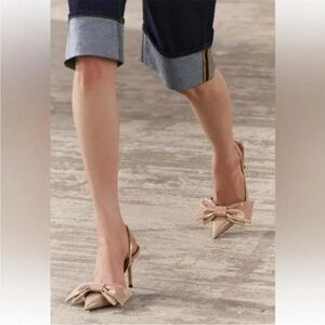 Zara Cream Bow Slingback Heels